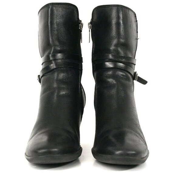 Aqua College Black Leather Sexy Heeled Ankle Boots Sz‎ 9.5 - Picture 2 of 13